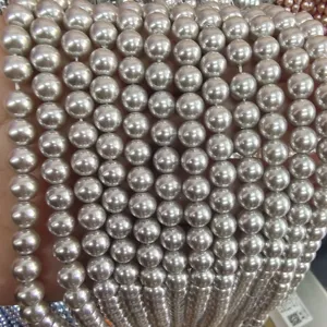 Perlas de concha blancas redondas sueltas para fabricacion de joyas DIY pulseras y collares