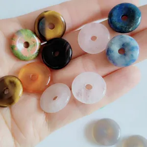 Natürlicher Edelstein Donut Anhänger DIY Schmuck Zubehör für Halskette und Armband