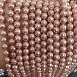Cuentas de perlas rosa redondas sueltas para fabricacion de joyas DIY pulseras collares