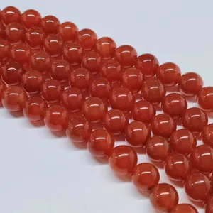 Natural red agate loose beads semi-finished jewelry making DIY accessories polished round stone.