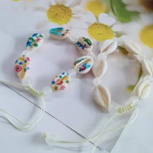Bohemian handmade seashell beaded adjustable braided friendship bracelets for women