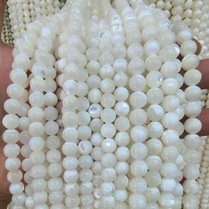 Natural white shell beads mother of pearl loose beads for DIY jewelry making and crafts supply