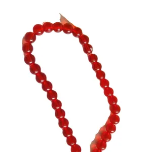 Red glass round beads loose strand for DIY handmade bracelets and necklaces jewelry making.
