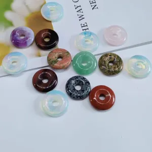 Natürliche Edelstein Donut Anhänger DIY Schmuckherstellung Kristall Zubehör Halsketten Zubehör