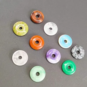 Naturstein Edelstein Donut Anhänger Perlen sortierte Farben DIY Schmuck Zubehör