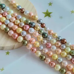 Cuentas de perlas de concha coloridas cuentas redondas sueltas para pulsera collar joyería DIY