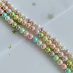 Cuentas sueltas de perlas de imitación coloridas redondas DIY pulsera collar accesorios