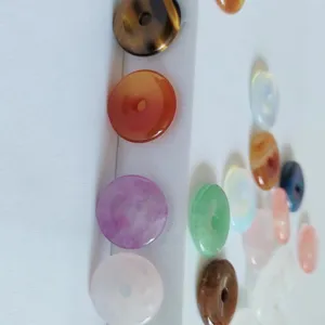 Natur Edelstein Donut Perlen Anhänger DIY Schmuckherstellung Zubehör Materialien für Ketten