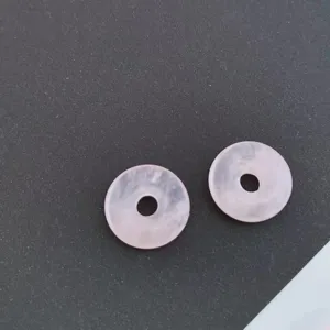 Natürlicher rosa Kristall Donut Jade Stein Anhänger DIY Schmuckherstellung Zubehör Teile