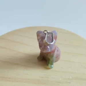 Pendente cane in pietra naturale agata cristallo simpatico cucciolo intagliato gioiello