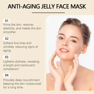 Mascarilla facial de gel antienvejecimiento para hidratación profunda y detalles de piel firme.