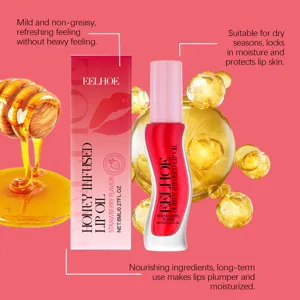 Détail d'huile à lèvres au miel, gloss hydratant pour lèvres sèches, parfum fraise 8ml.