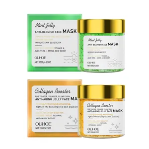 Set de Mascarilla Facial en Gel de Menta y Colágeno OUHOE, Hidratante Antienvejecimiento 120g