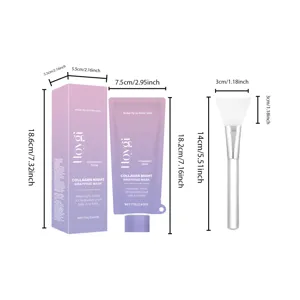 Masque Visage Peel-Off de Nuit au Collagène HOYGI 75g avec Kit Pinceau Silicone Pro
