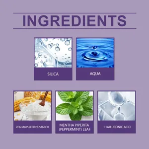 Repartition detaillee des ingredients actifs naturels et de la silice pour spray facial.