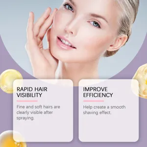 Vue détaillée du spray de reconnaissance des poils du visage montrant visibilité et rasage.