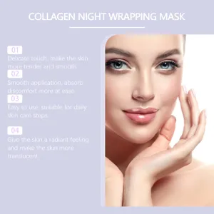 Détail du masque de nuit enveloppant au collagène pour un soin hydratant et éclatant.