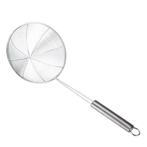 Stainless steel kitchen wire skimmer strainer for hot pot, dumplings, and noodles cooking.