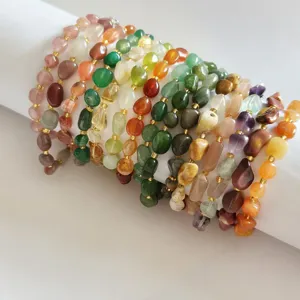 Natural irregular crystal gemstone chipped beaded bracelet for women elegant jewelry piece