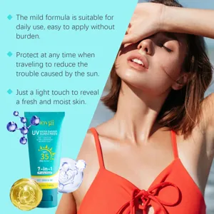 HOYGI crema solare SPF35 PA++++ formula idratante leggera vista dettagliata per la pelle.