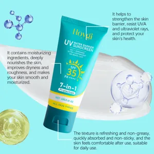Dettaglio della protezione solare UV Hoygi con texture leggera e protezione SPF 35.