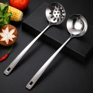Stainless Steel Soup Spoon And Colander Thickened Square Handle With Hook Kitchen Cooking Utensils For Home Restaurant