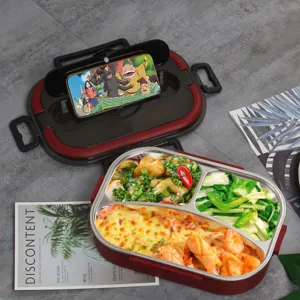 304 Edelstahl Bento Lunchbox Fächer Tragbare Isolierte Mahlzeit Box Set Für Studenten Büroarbeiter Lebensmittelbehälter