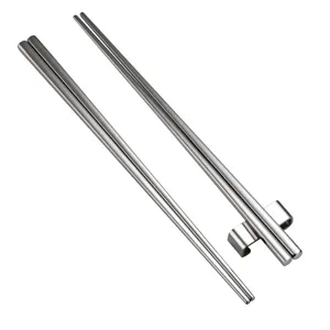 Square stainless steel chopsticks with holder set hollow heat insulated kitchen flatware
