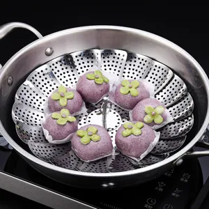 Panier vapeur pliable en acier inoxydable pour la cuisine legumes et raviolis outil
