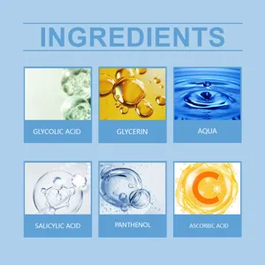 Dischetti esfolianti con acido glicolico, salicilico, glicerina e vitamina C per la pelle.