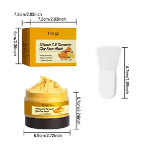 HOYGI Mascarilla Facial de Arcilla Cúrcuma Vitamina C 120g con Brocha Limpieza Profunda