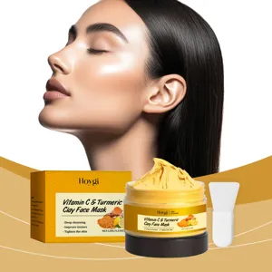 Mascarilla facial de arcilla con vitamina C y cúrcuma HOYGI con espátula para limpieza profunda