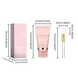Kit de masque facial peel-off au collagène avec tube et pinceau, dimensions claires.
