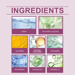 Detalle de ingredientes de la mascarilla peel-off de colágeno HOYGI con aqua, glicerina y colágeno.
