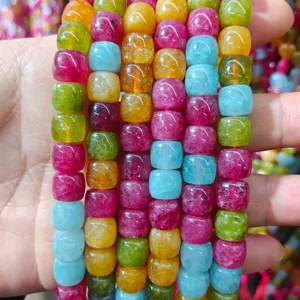 Colorful natural stone barrel beads candy color loose beads for DIY jewelry making design.