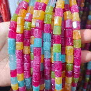 Colorful tourmaline stone barrel beads candy color loose beads for DIY jewelry making details