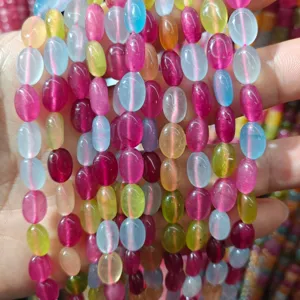 Colorful candy-colored oval stone loose beads for DIY jewelry making bracelets necklaces
