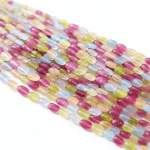 Colorful tourmaline imitation oval loose beads candy color DIY handmade jewelry strands.