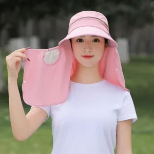 Women pink sun protection hat detail with detachable face shield for summer outdoor riding