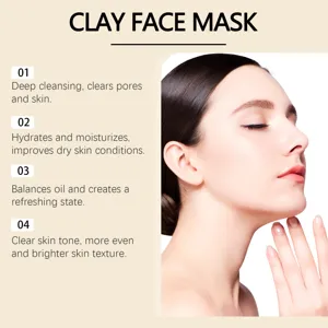 Mascarilla facial de arcilla con limpieza profunda, hidratante y equilibrante para la piel.