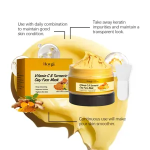Detalle de mascarilla facial de arcilla con vitamina C y cúrcuma HOYGI con textura.