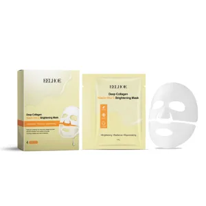 Masque Facial Éclaircissant Collagène Profond Niacin-Vita C EELHOE 4pcs Hydratant Soin