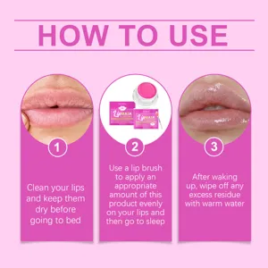 Detalle de mascarilla labial hidratante Eelhoe con guía de aplicación paso a paso.