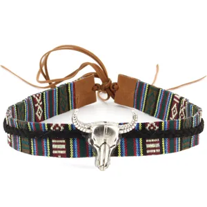 Vintage Etnische Handgeweven Tailleriem Voor Vrouwen Mannen Stierenkop Veer Turkoois Hoed Accessoire Decoratieve Leren Band Riem