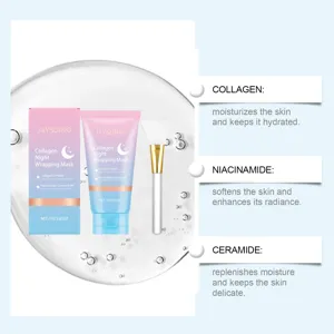 Jaysuing Masque de Nuit Peel Off au Collagène 75g hydratant visage avec pinceau soin