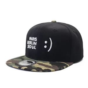 Mens camouflage snapback cap streetwear hip hop baseball hat with embroidery design