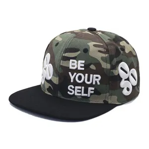 American Street Style 3D Embroidery Letter Snapback Flat Brim Baseball Cap For Men Women Casual Camouflage Fashion Hat