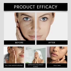Siero viso al collagene immagine dettaglio efficacia prima e dopo idratazione pori.