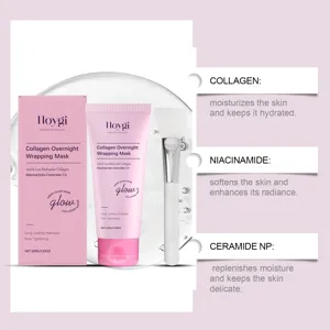 Mascarilla facial nocturna HOYGI con colágeno y niacinamida para hidratación profunda y piel radiante.