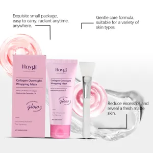 Detalle de mascarilla de noche con colágeno HOYGI, formulada para hidratación profunda.